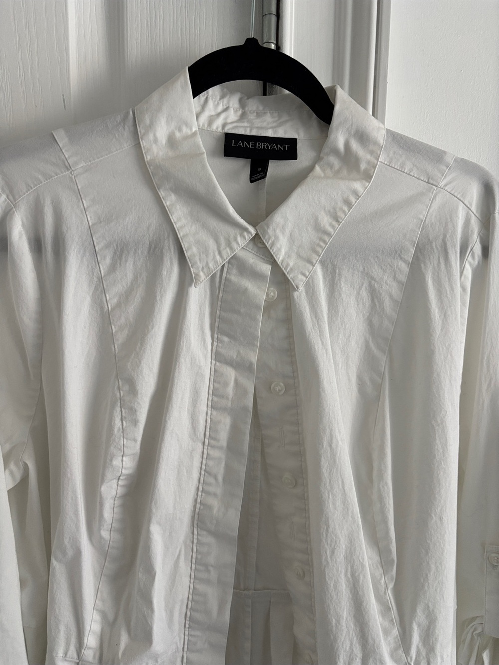 Lane Bryant White Collared Button Front Blouse